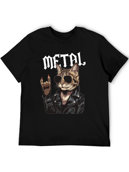 Metal Cat Graphic T-Shirt - Rocker Style