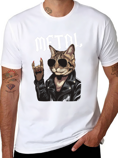 Metal Cat Graphic T-Shirt - Rocker Style