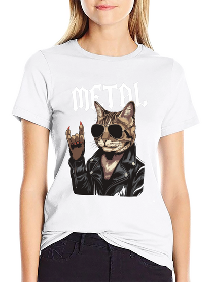 Metal Cat Graphic T-Shirt - Rocker Style