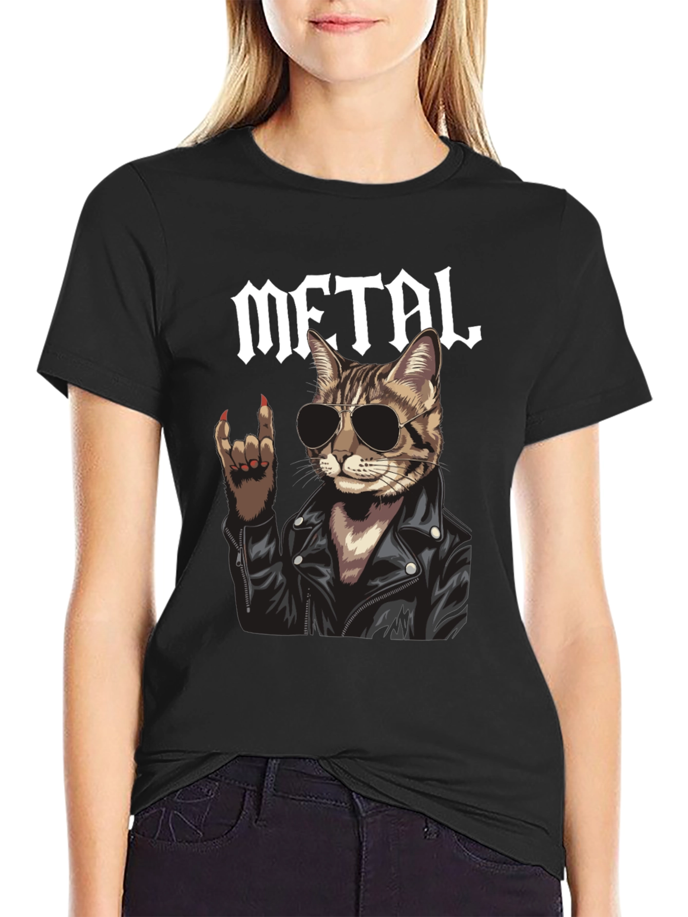 Metal Cat Graphic T-Shirt - Rocker Style