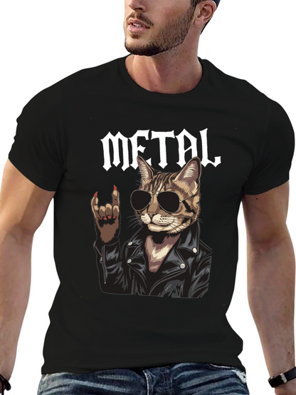 Metal Cat Graphic T-Shirt - Rocker Style