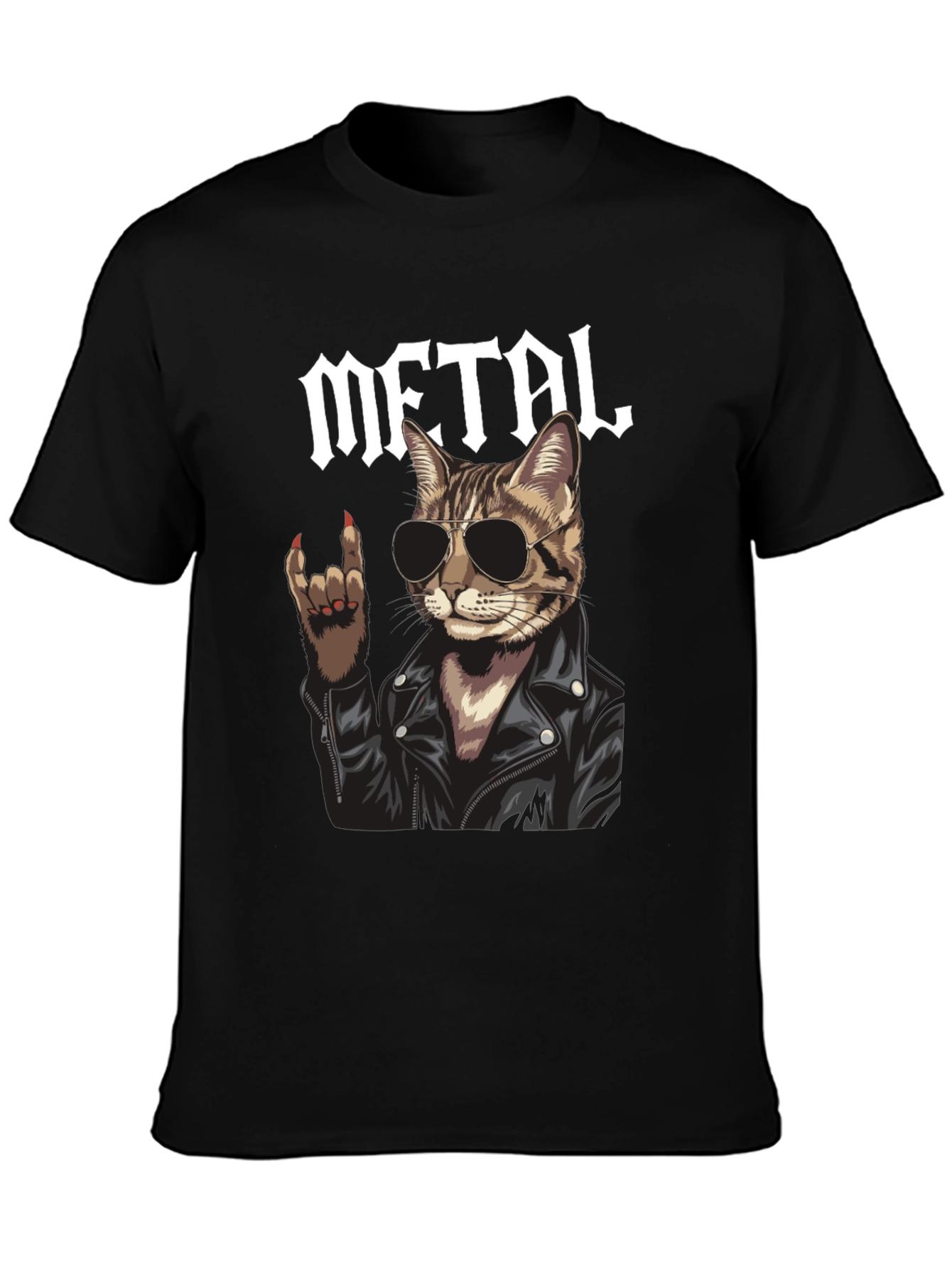 Metal Cat Graphic T-Shirt - Rocker Style