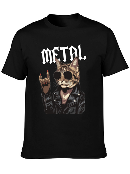 Metal Cat Graphic T-Shirt - Rocker Style