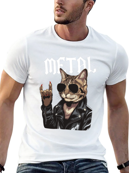Metal Cat Graphic T-Shirt - Rocker Style