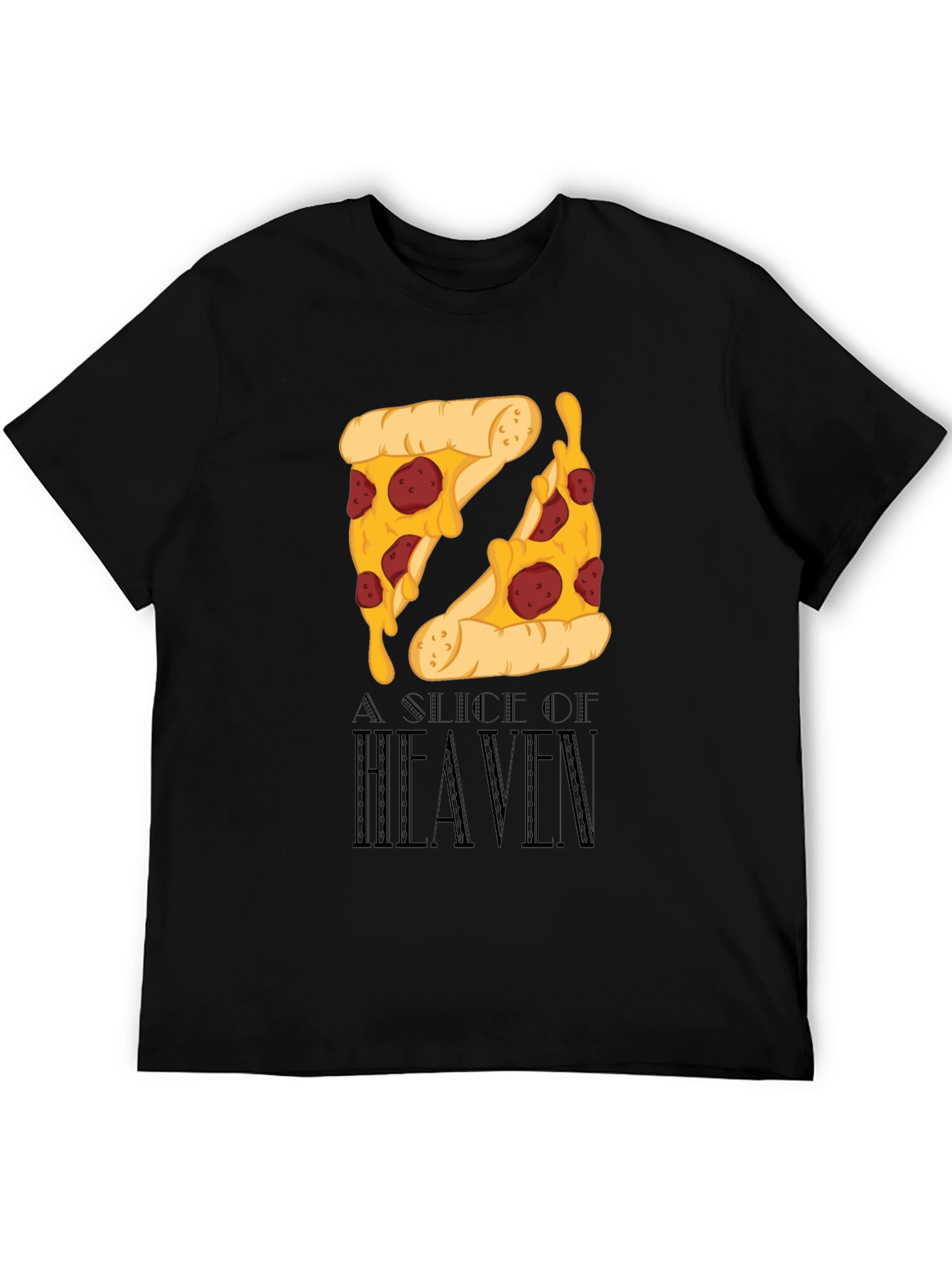 Pizza Slice of Heaven Black Graphic T-Shirt