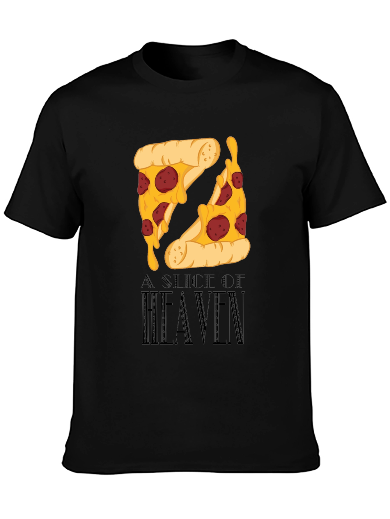 Pizza Slice of Heaven Black Graphic T-Shirt