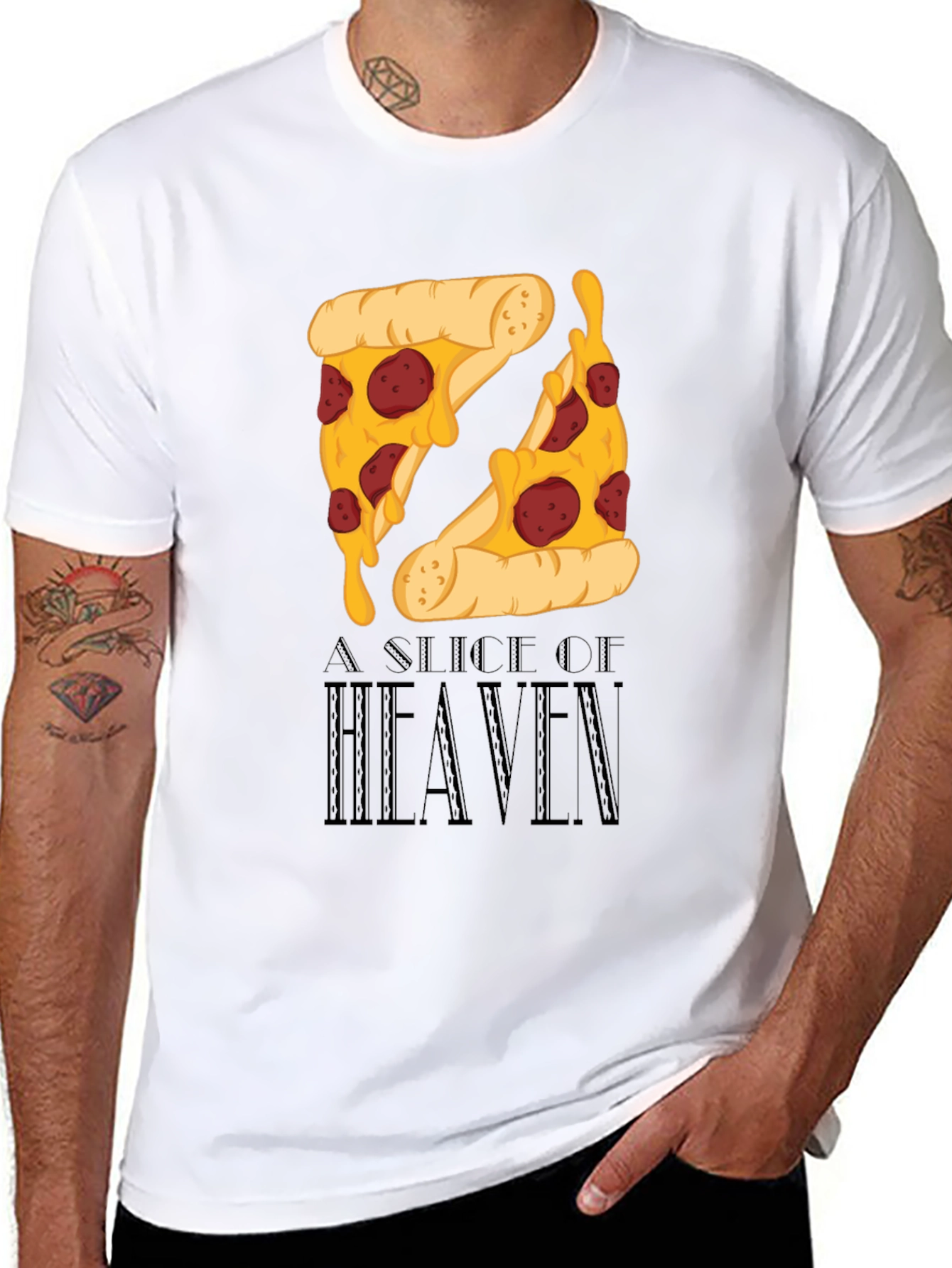 Pizza Slice of Heaven Black Graphic T-Shirt
