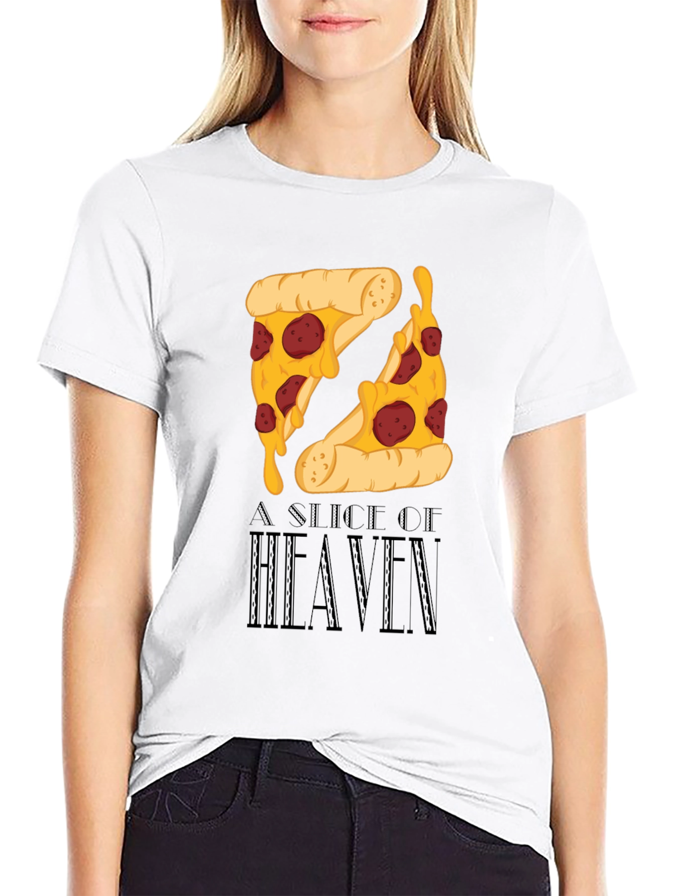 Pizza Slice of Heaven Black Graphic T-Shirt