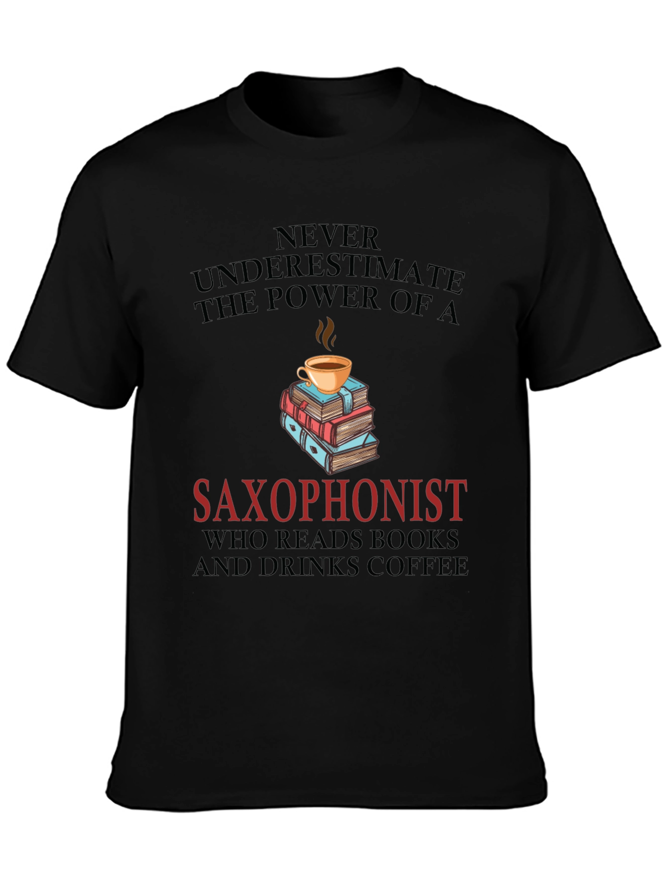 Saxophonist Coffee & Books Graphic Tee