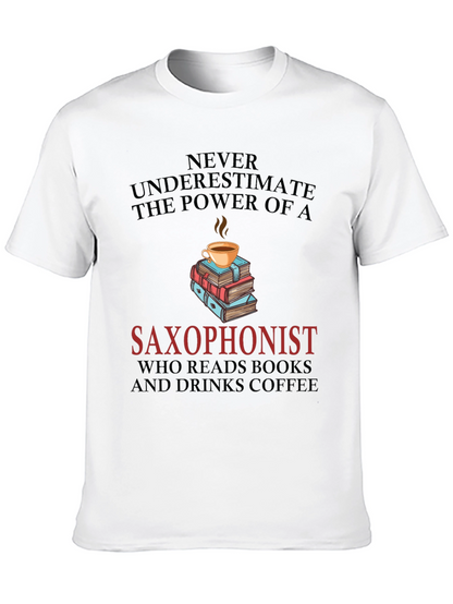 Saxophonist Coffee & Books Graphic Tee