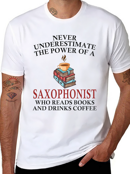 Saxophonist Coffee & Books Graphic Tee