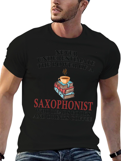Saxophonist Coffee & Books Graphic Tee