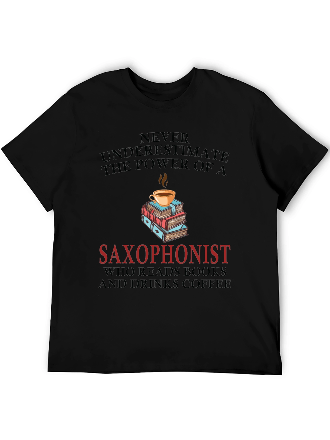 Saxophonist Coffee & Books Graphic Tee