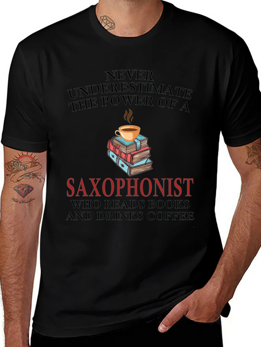 Saxophonist Coffee & Books Graphic Tee