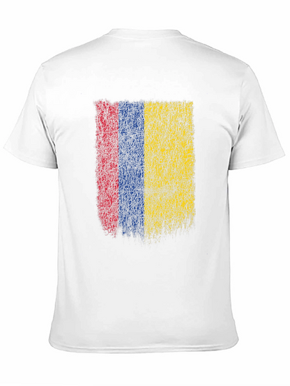 Colombia Flag Grunge Graphic T-Shirt - Black Cotton Tee