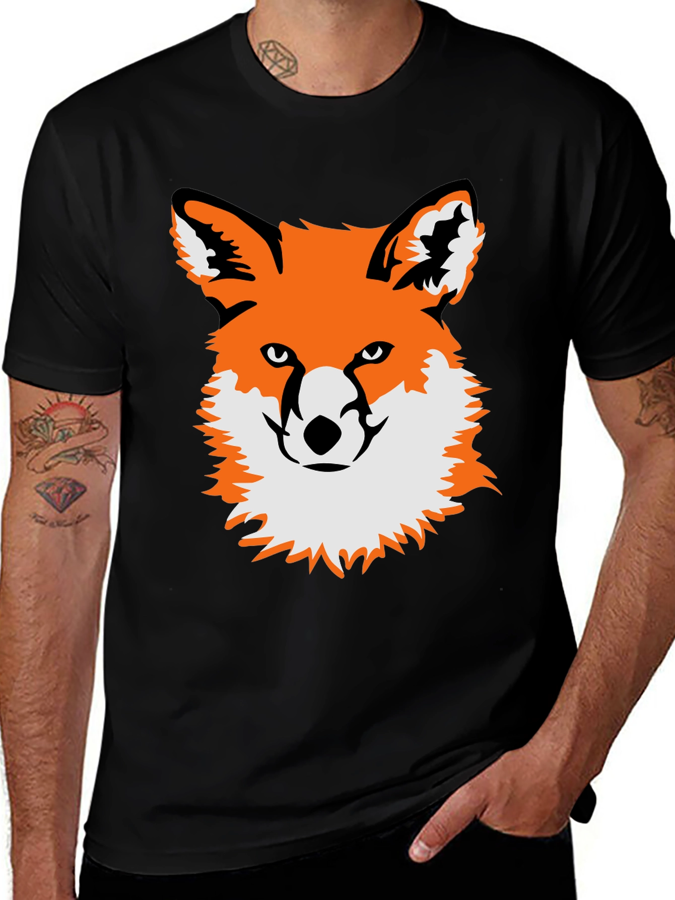 Fox Graphic Black T-Shirt - Unique Animal Tee