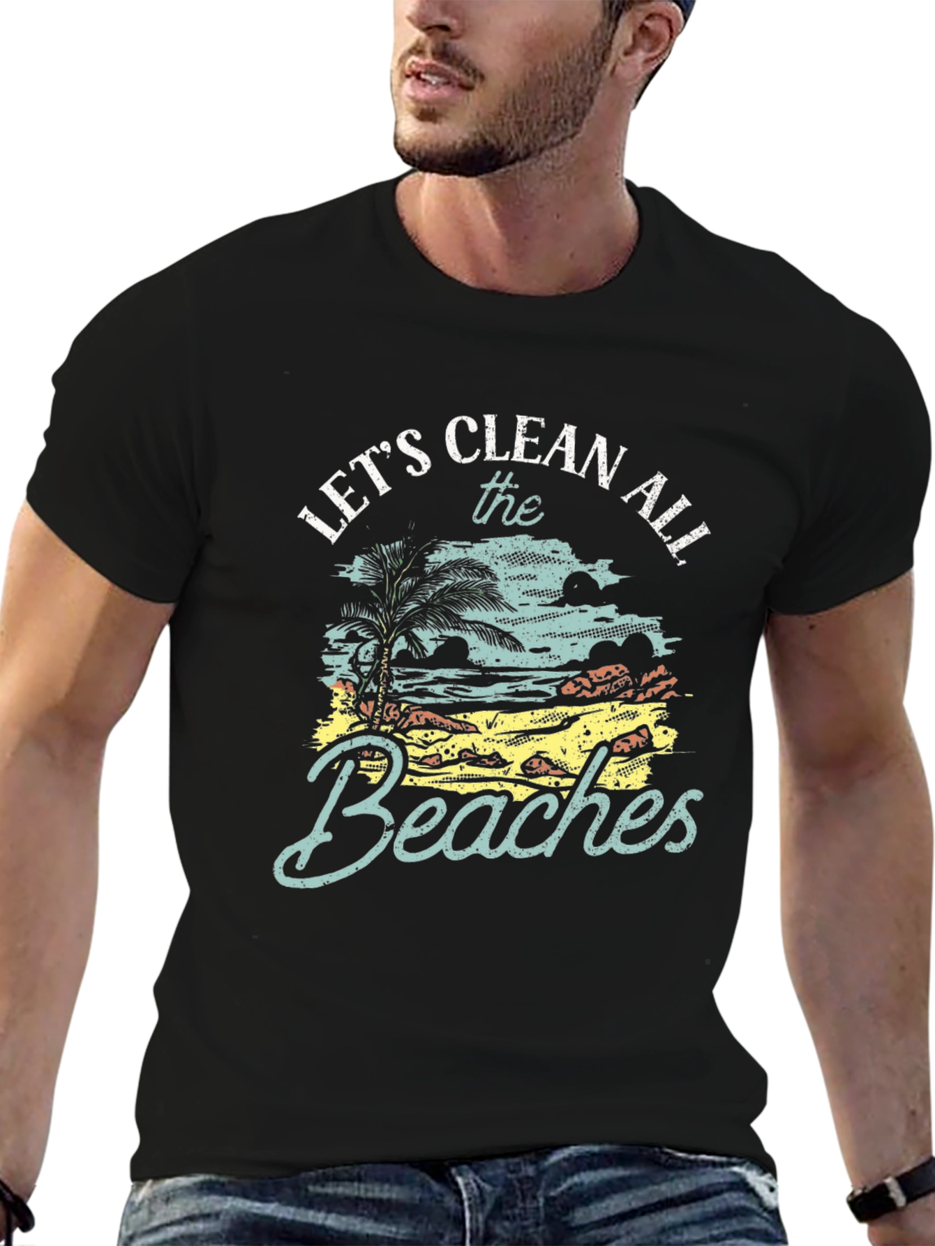 Lets Clean All The Beaches Black Graphic Tee