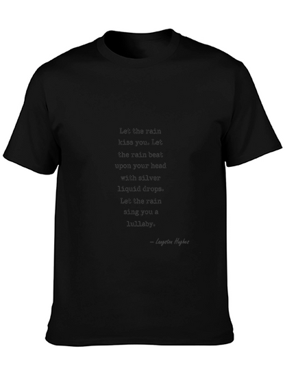 Black T-Shirt with Poetic Rain Quote