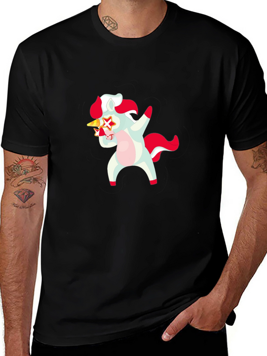 Dabbing Unicorn T-Shirt - Black Crew Neck