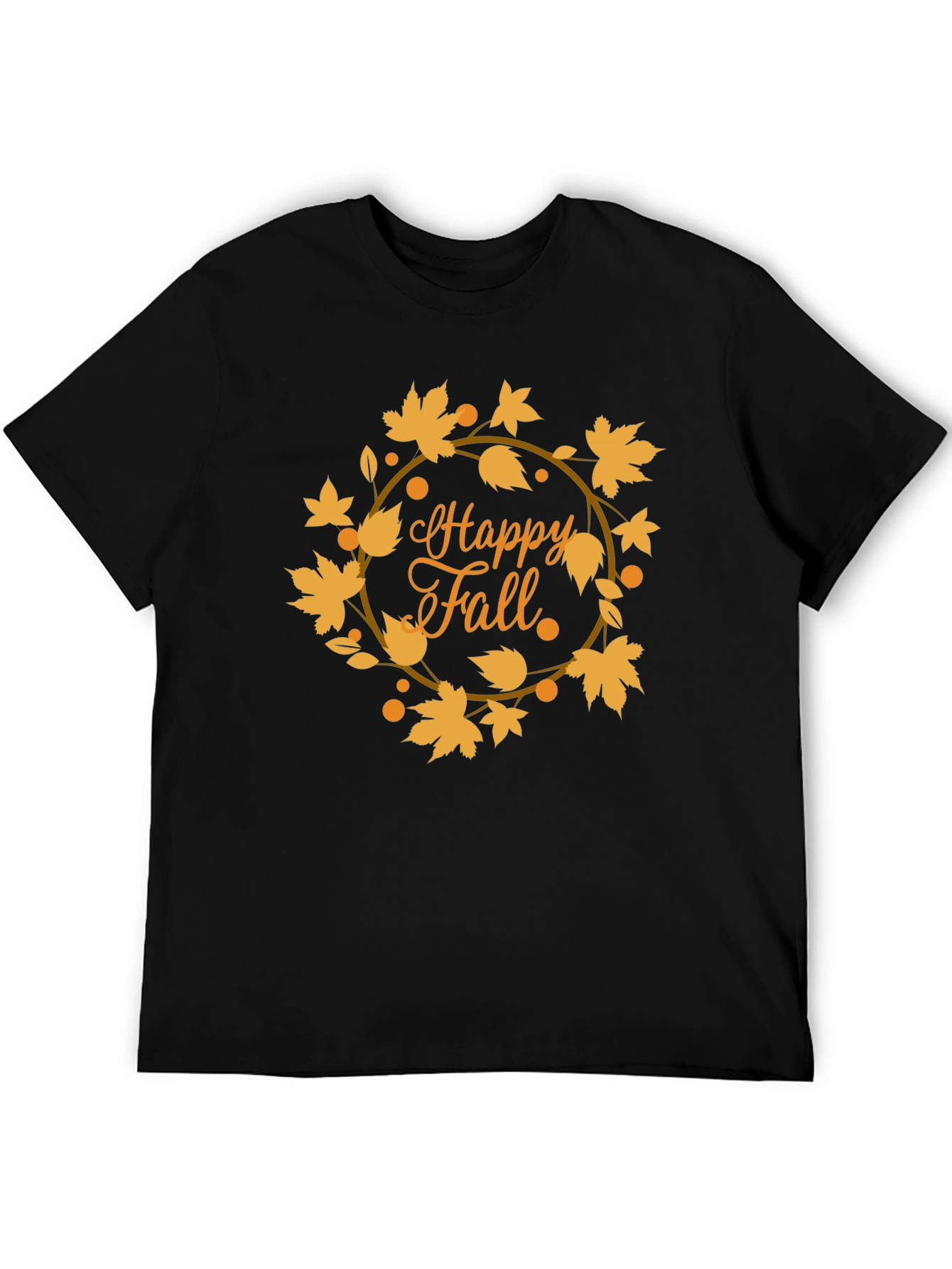 Happy Fall Leaves Graphic Tee - Black