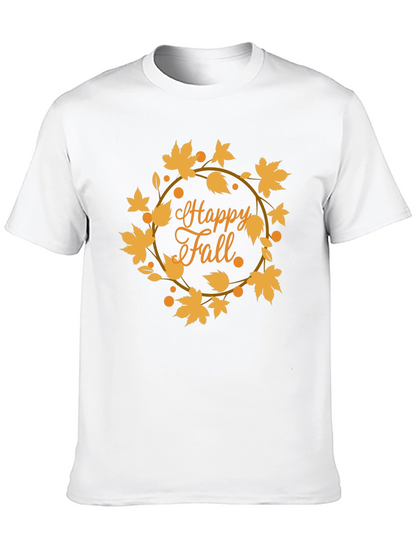 Happy Fall Leaves Graphic Tee - Black