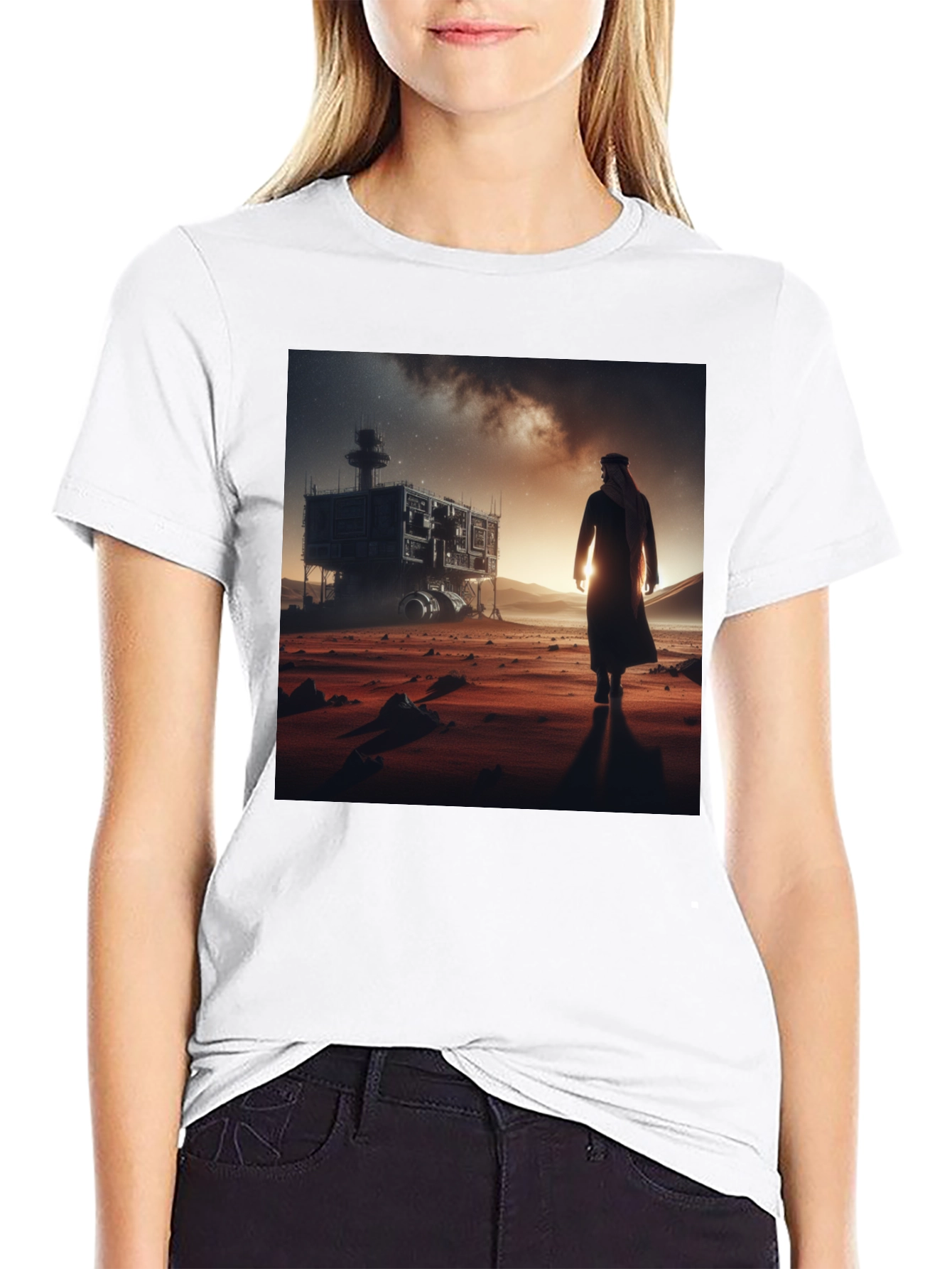 Futuristic Desert Traveler Graphic Tee