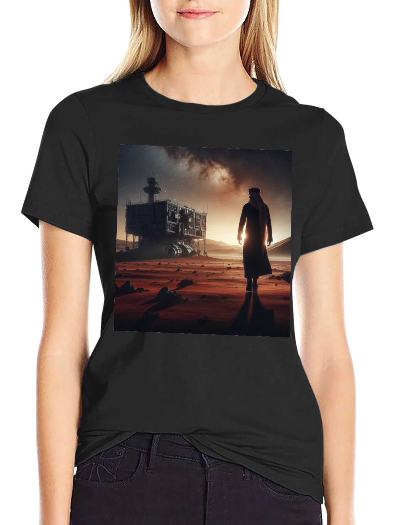 Futuristic Desert Traveler Graphic Tee
