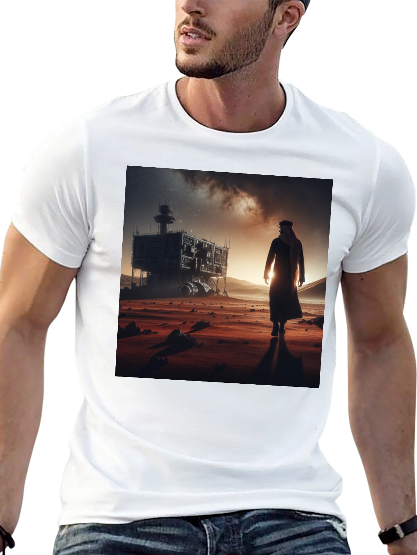 Futuristic Desert Traveler Graphic Tee