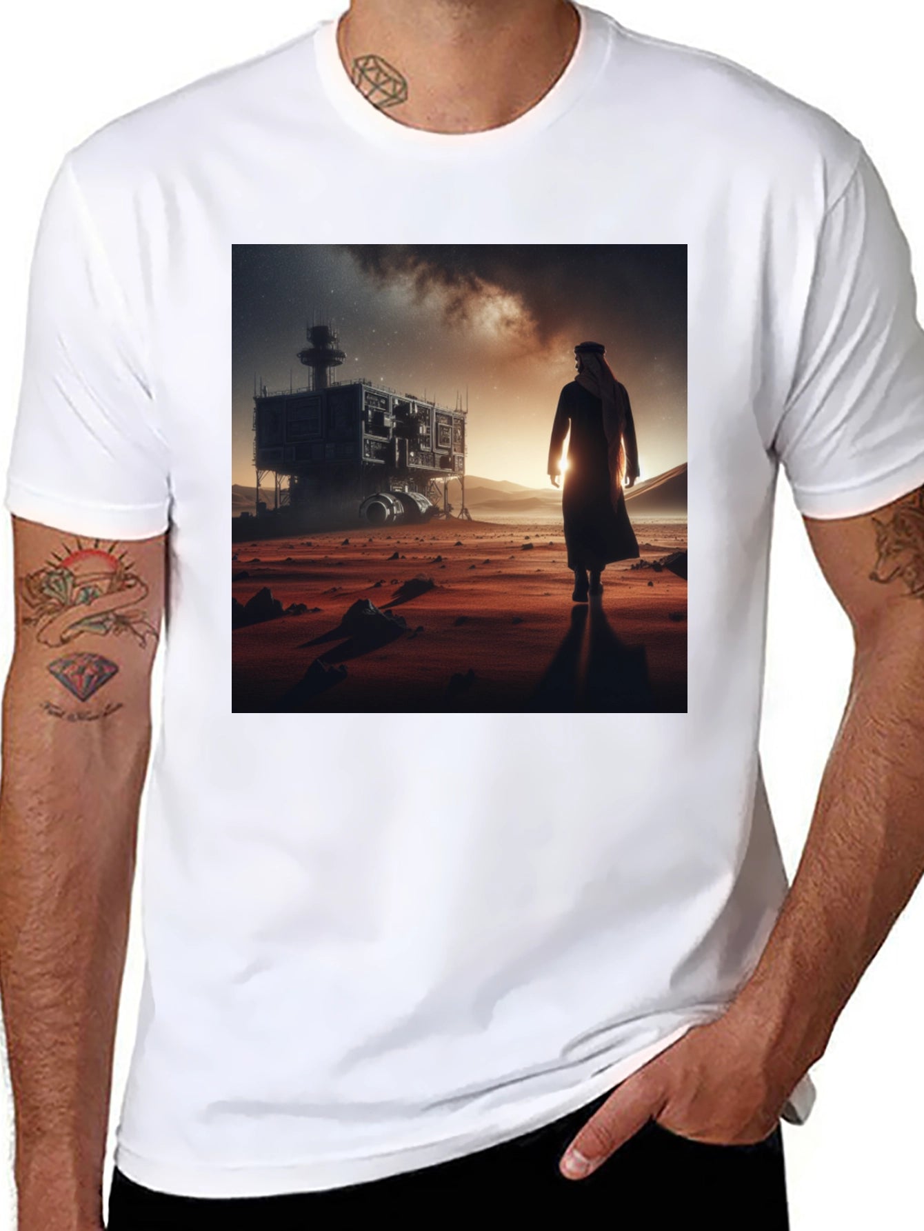 Futuristic Desert Traveler Graphic Tee