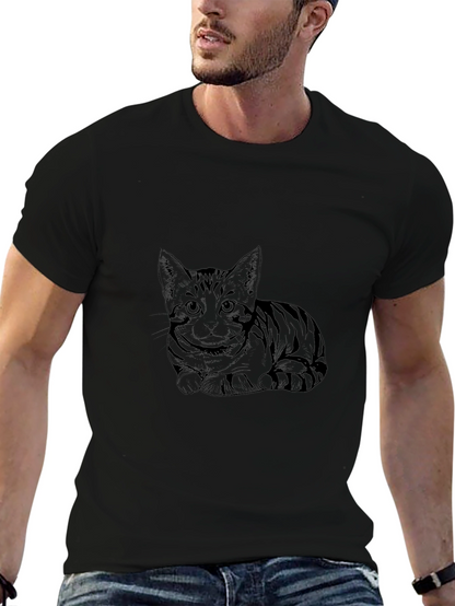Mens Black Cat Graphic Tee