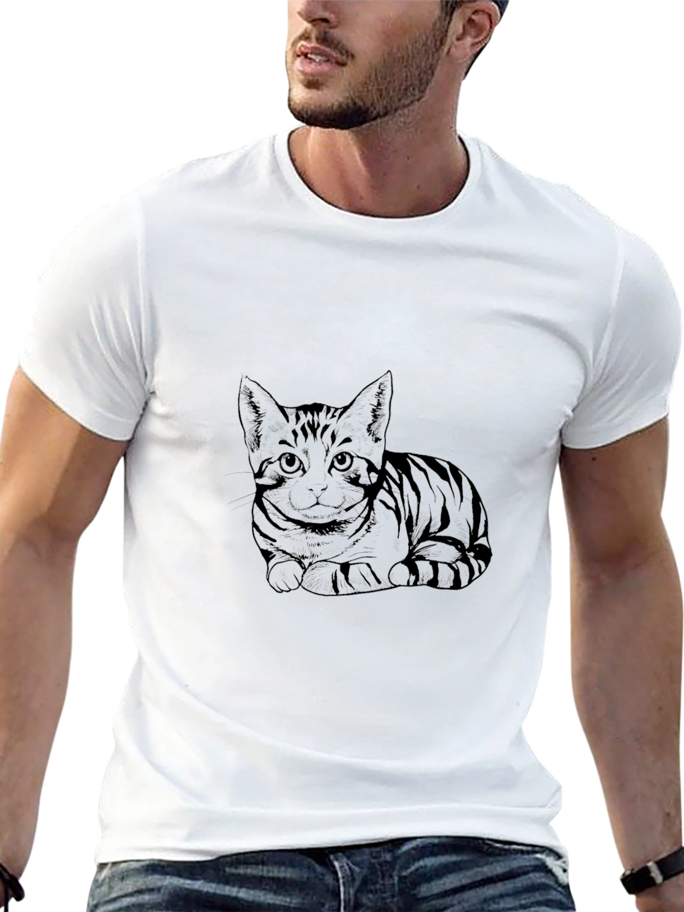 Mens Black Cat Graphic Tee