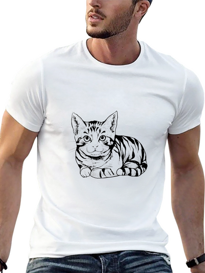 Mens Black Cat Graphic Tee