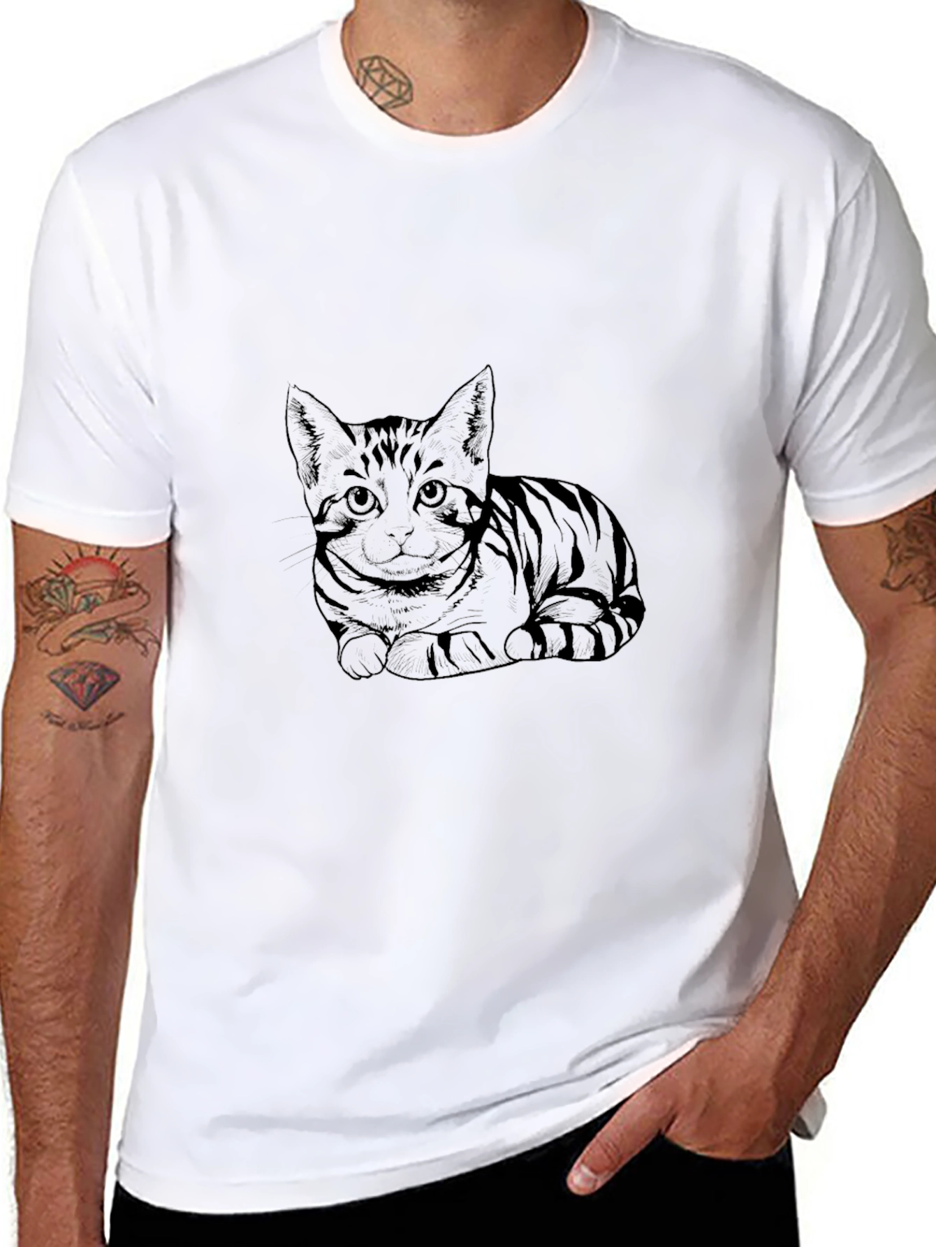 Mens Black Cat Graphic Tee