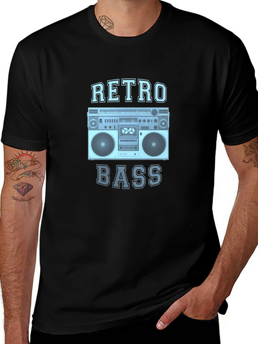 Retro Bass Boombox Graphic Tee - Classic Style