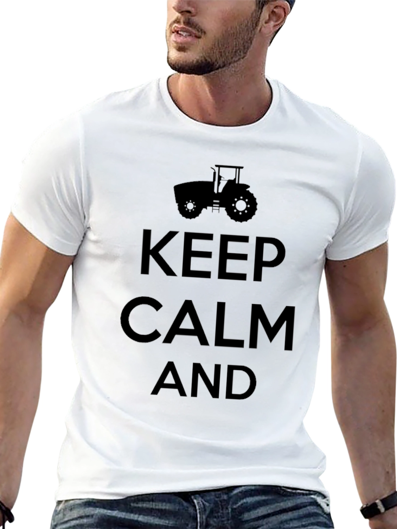 Keep Calm and Farm On Black T-Shirt