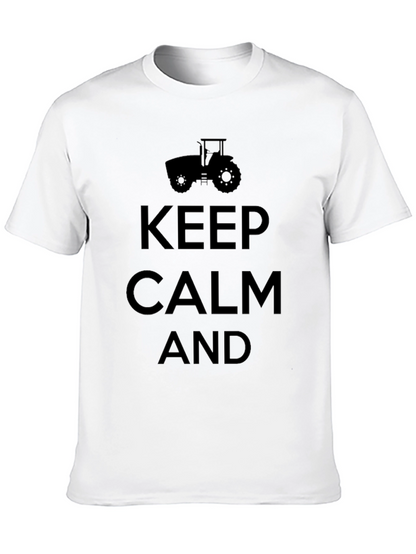 Keep Calm and Farm On Black T-Shirt