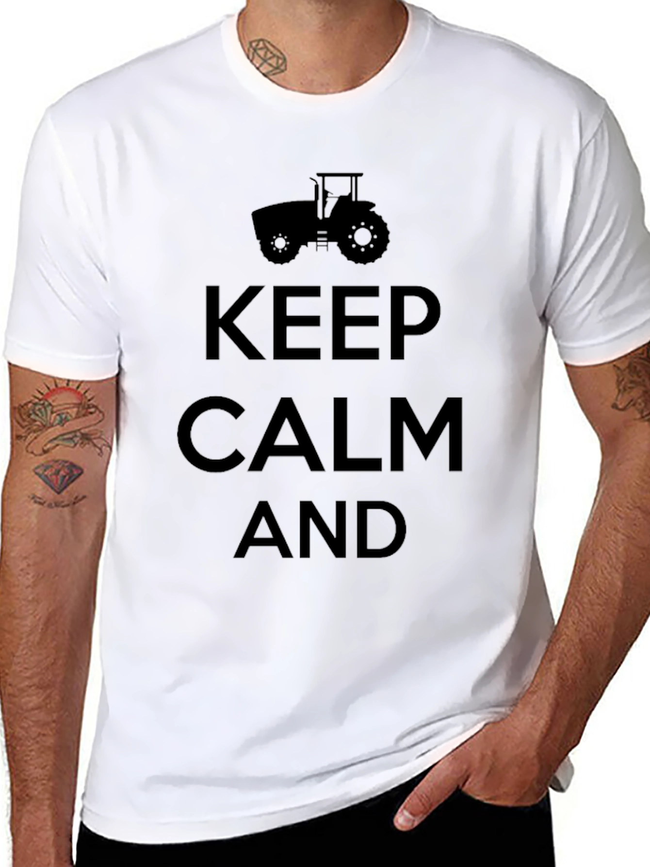 Keep Calm and Farm On Black T-Shirt