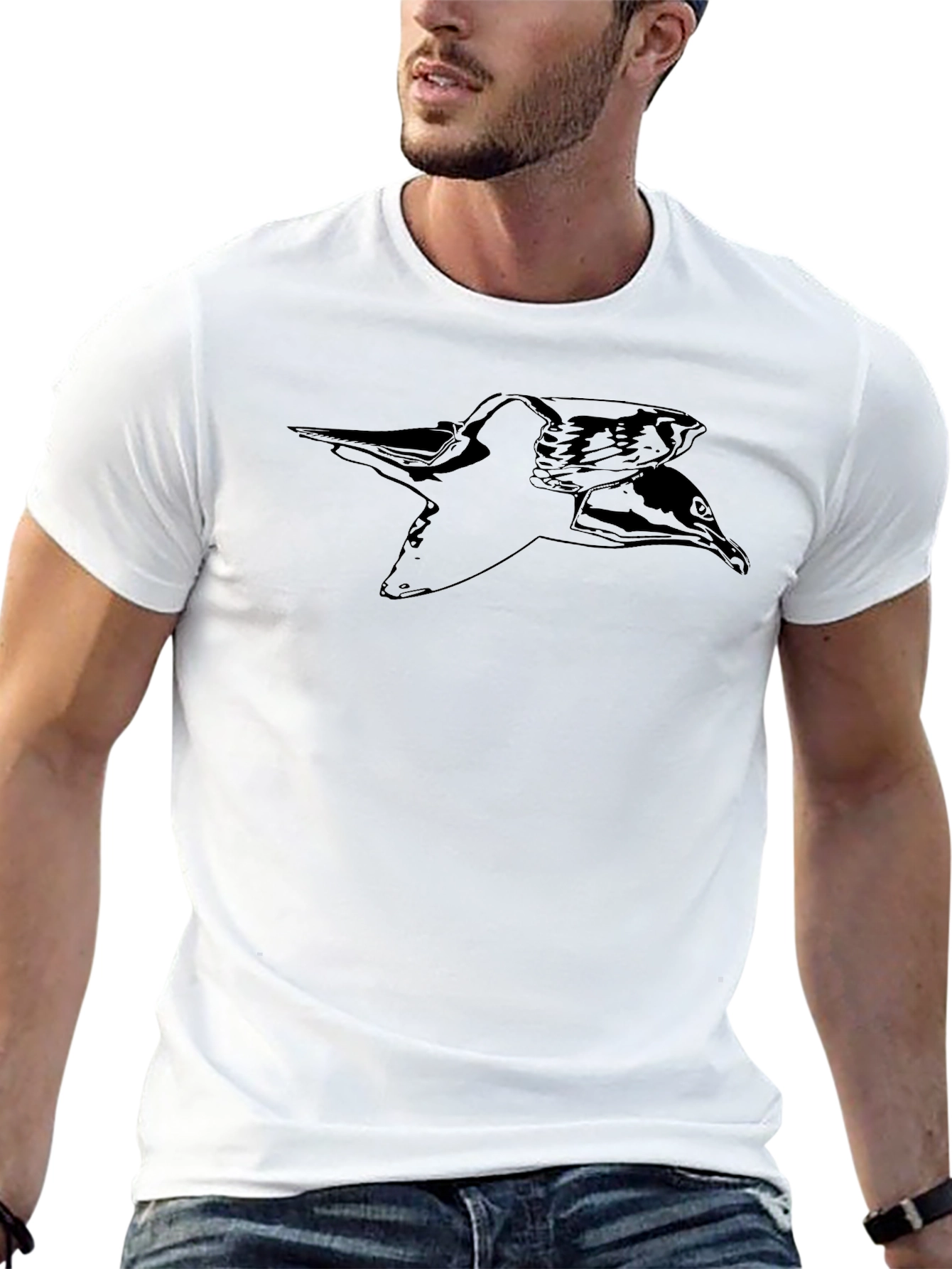 Stylish Black Bird Graphic Tee - Mens