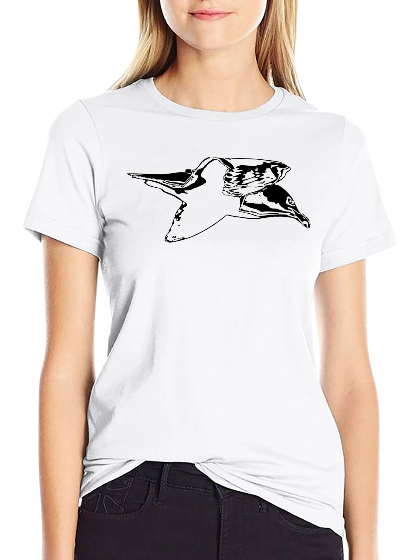 Stylish Black Bird Graphic Tee - Mens