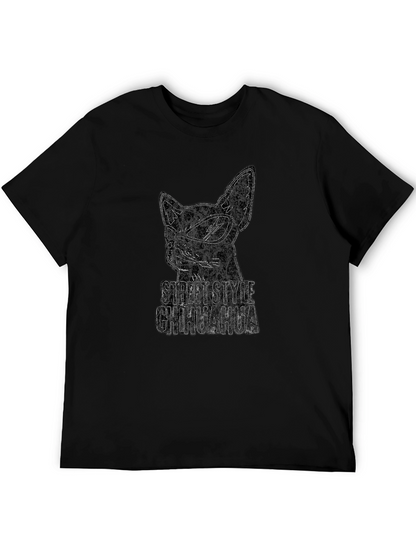 Street Style Chihuahua Graphic Tee - Black