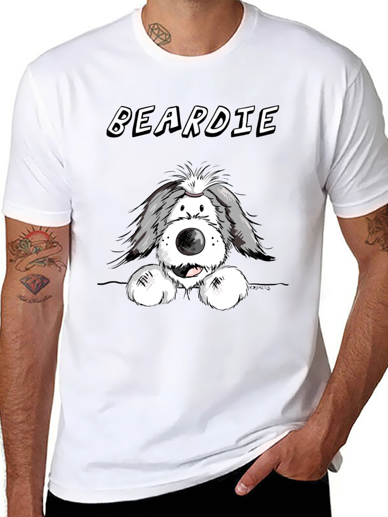 Beardie Dog T-Shirt - Black
