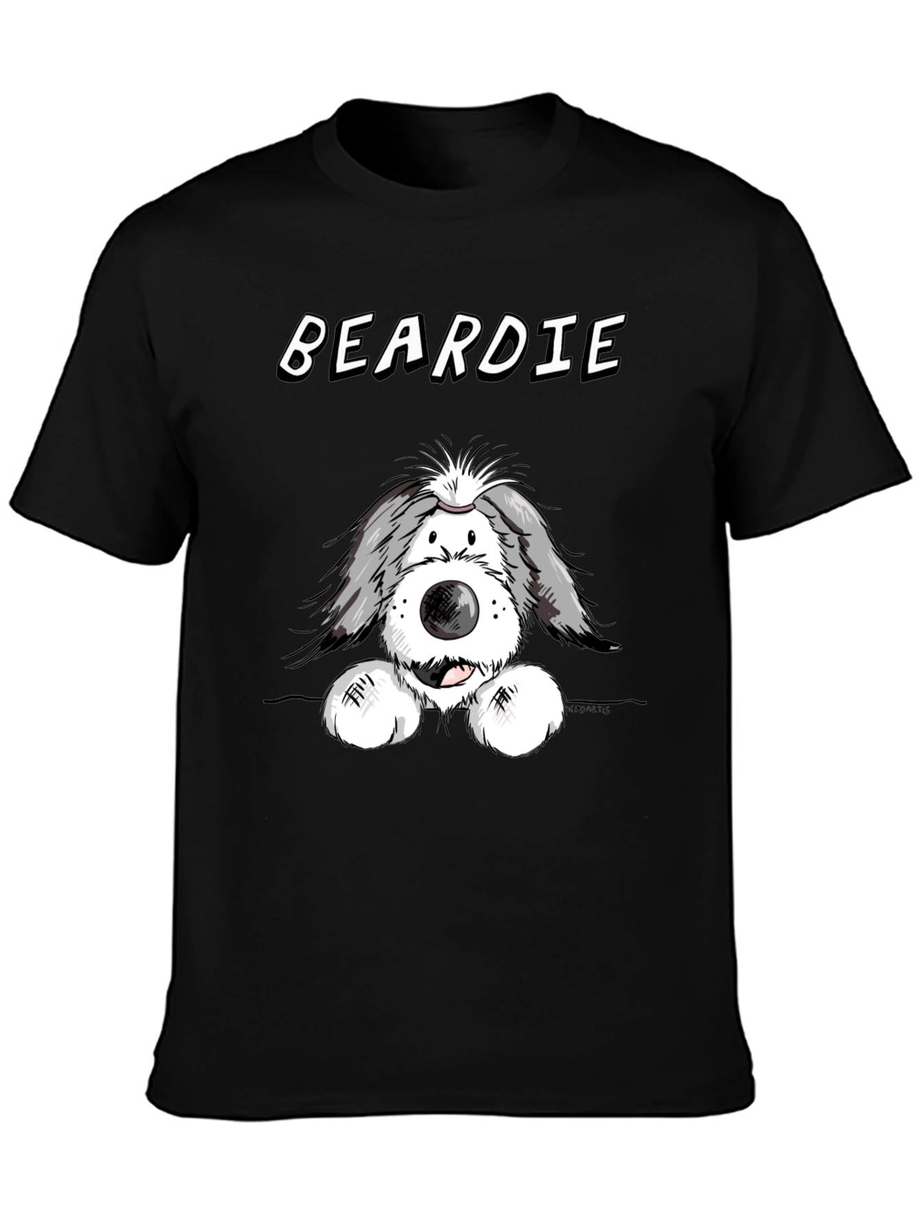 Beardie Dog T-Shirt - Black