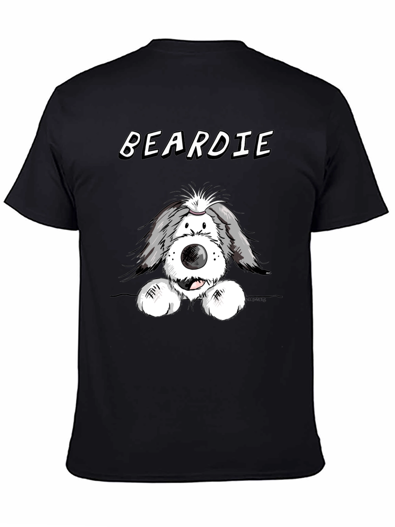 Beardie Dog T-Shirt - Black