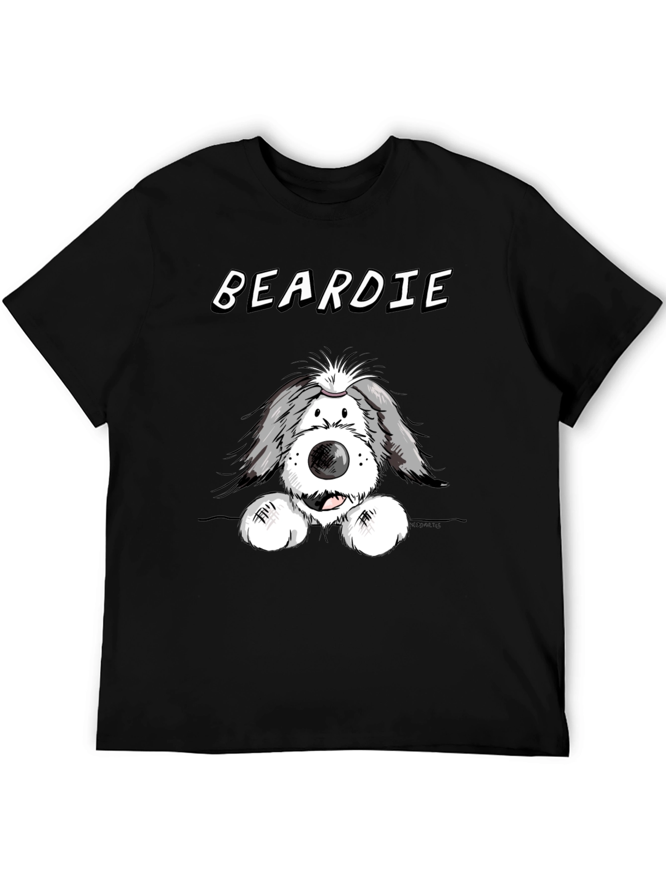 Beardie Dog T-Shirt - Black