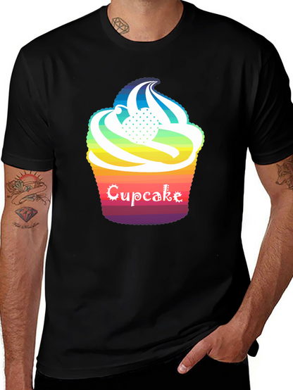 Rainbow Cupcake Graphic T-Shirt - Unique Design