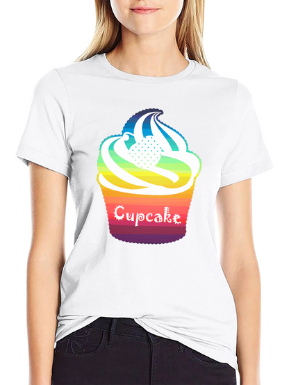 Rainbow Cupcake Graphic T-Shirt - Unique Design