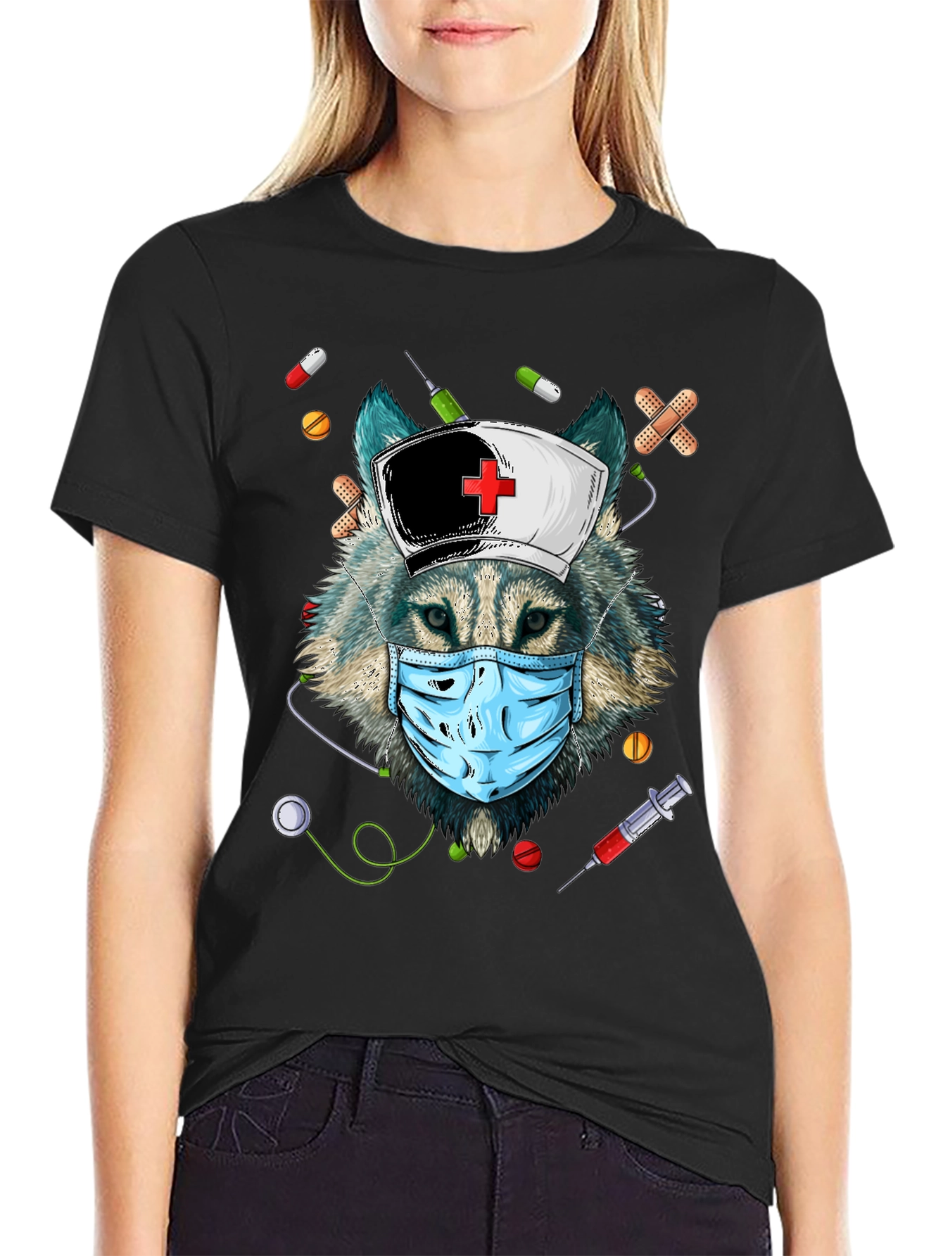 Wolf Nurse T-Shirt - Funny Medical Apparel