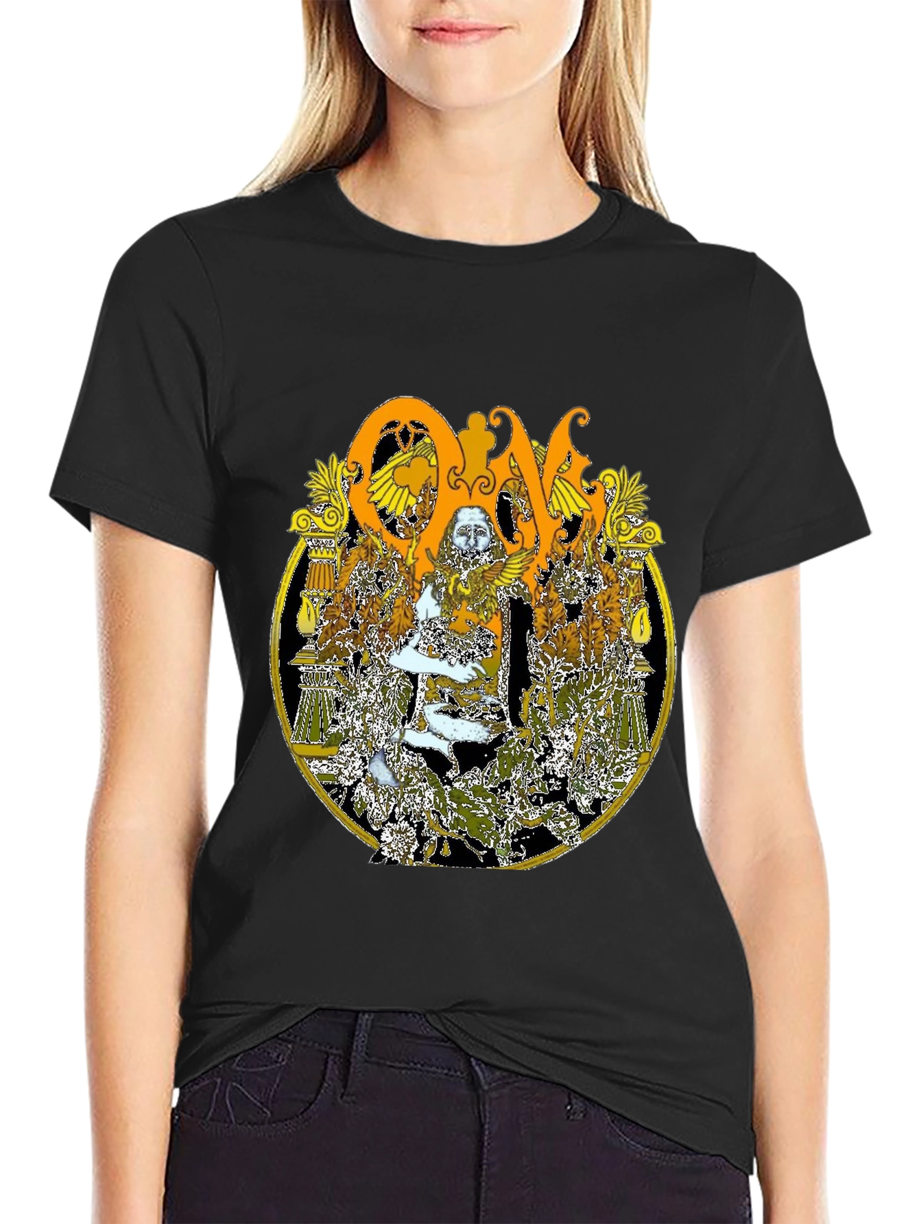 Ornate Graphic Print Black T-Shirt