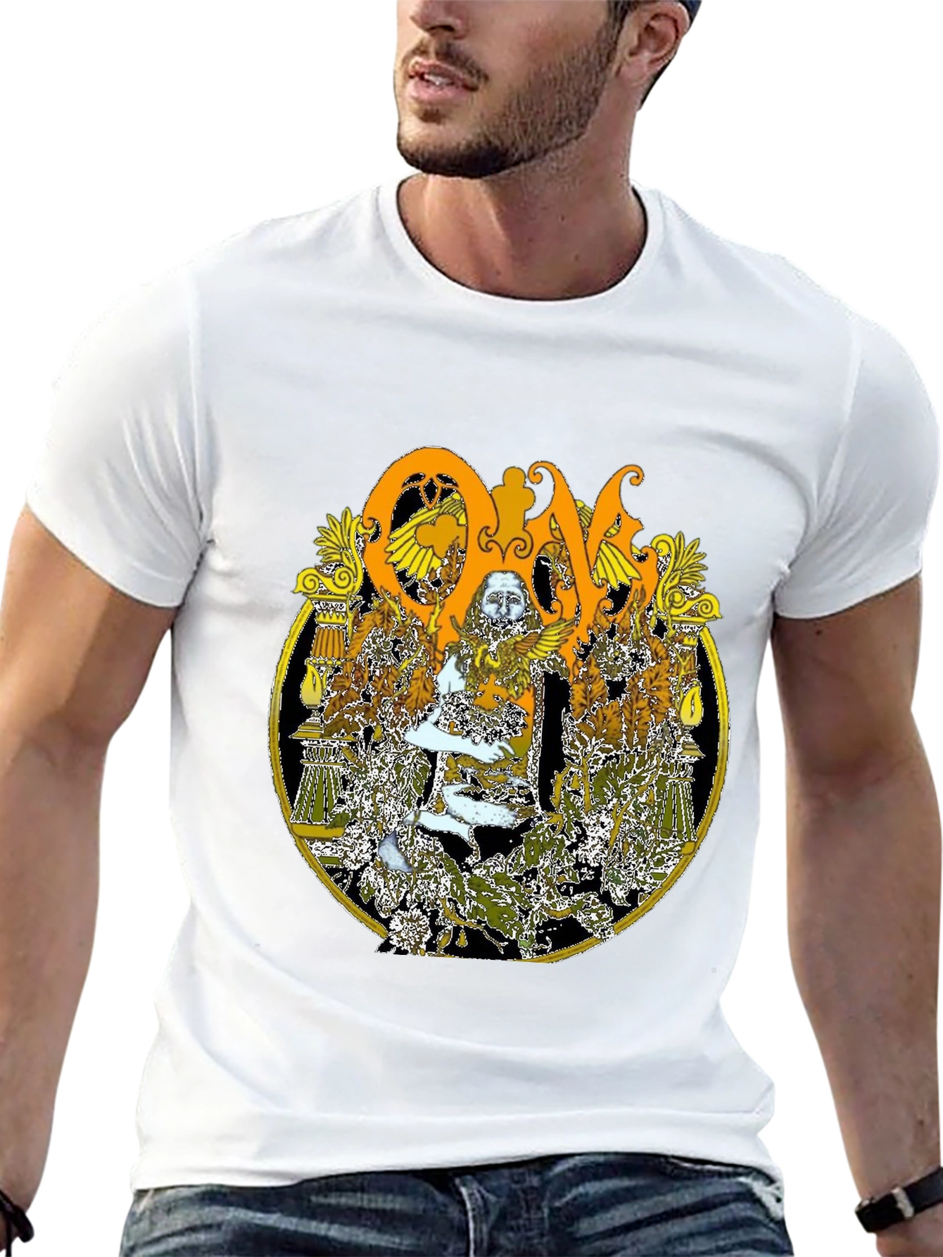 Ornate Graphic Print Black T-Shirt