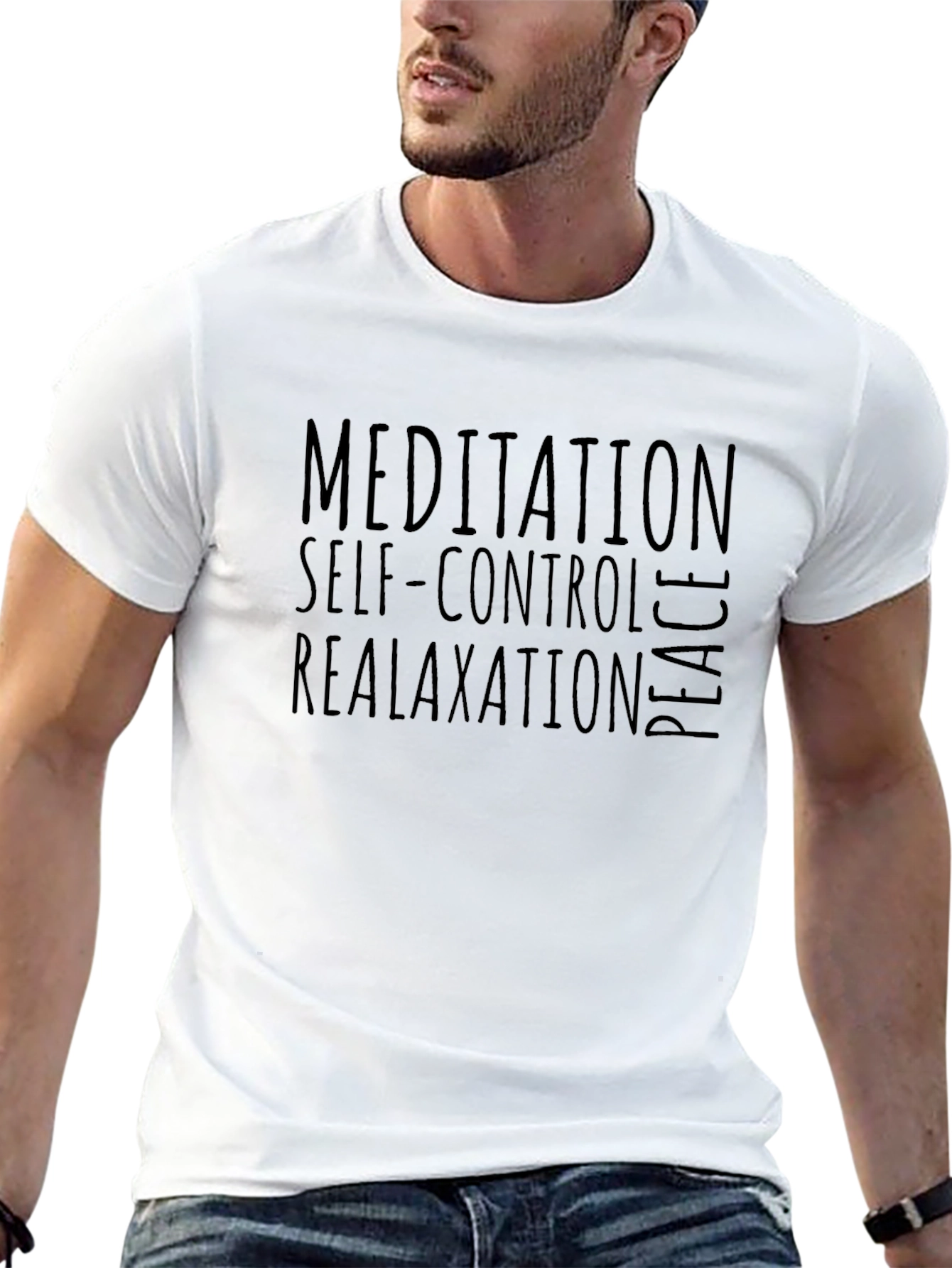 Mens Meditation Self-Control Relax Peace Graphic T-Shirt